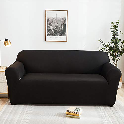 Surwin Sofabezug Sofa Überwürfe 1 2 3 4 Sitzer, Muster Elastische Universal Sofahusse Sofa Abdeckung Stretch Schonbezug Couchbezug für Armlehnen Sofa (schwarz,1 Sitzer (90-140cm)) von Surwin