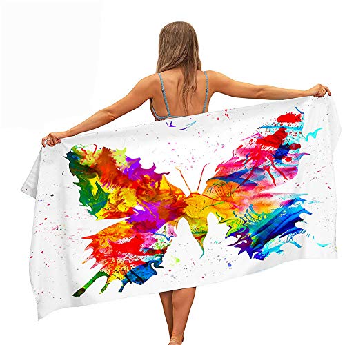 Surwin Strandhandtuch Mikrofaser, Schmetterling Drucken Strandtuch Sommer Strandtücher Leicht Schnelltrocknend Sand Proof Saugfähig Handtücher für Reise Schwimmen (Aquarell,80x180cm) von Surwin