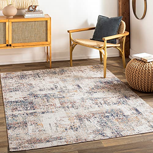 Surya Asward Teppich Schlafzimmer, Wohnzimmer, Esszimmer, Flur - Moderne Boho Teppich Geometrisches Muster - Weicher Skandinavisch Wohnzimmerteppich Blau, Grau - Carpet 120x170cm Groß Teppich von Surya