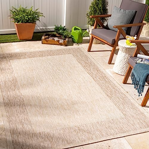 Surya Crete Outdoor Teppich wetterfest - In & Outdoorteppich für den Balkon, Terrasse, Garten - Outdoor Teppich Boho, Teppich für den Außenbereich, pflegeleichter Balkon Teppich, 160x213cm in Beige von Surya