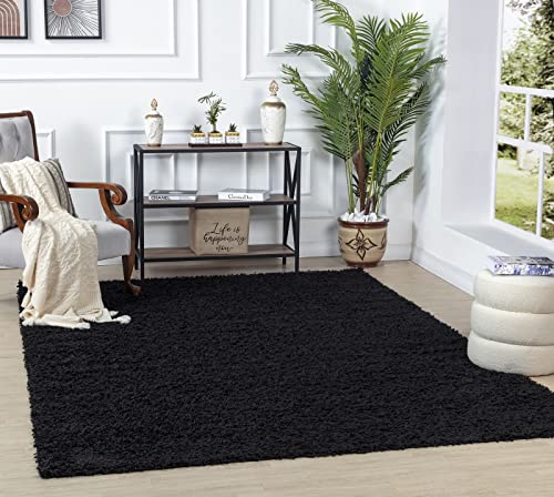 Surya Home Flauschiger Teppich - Shaggy Teppich für Wohnzimmer,Schlafzimmer, Esszimmer, Berber Abstrakter Langflor Hochflor Teppich Weiss flauschig - Teppich Groß 160x220cm Carpet in Schwarz von Surya