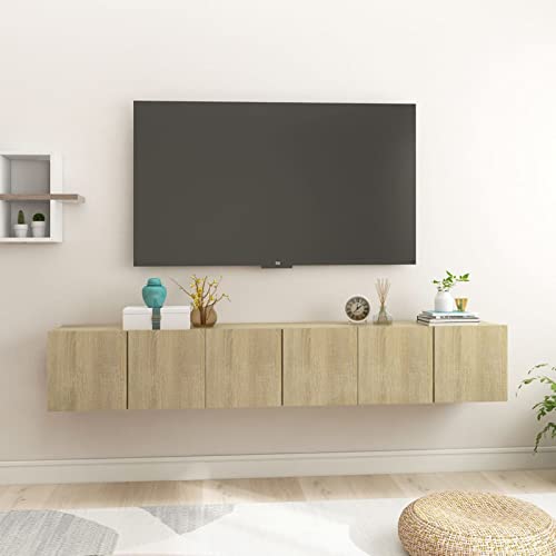 Susany 3 STK. TV Board Hängend, Hängeschrank, Hängeboard Wohnwand, TV Lowboard mit Fächer Spanplatte Sonoma-Eiche 60x30x30 cm von Susany