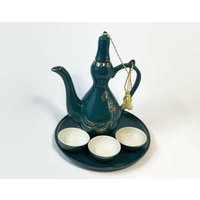 Einzigartiges Raku Sake-Set Aus Keramik Mit Karaffe Und Mini Schnüppeln Platte Asien von SustainableVintFinds