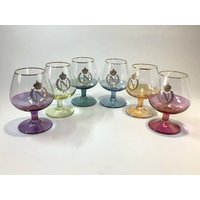 Vintage Buntes Geätztes Brandy Und Bourbon Glas Set | Einzigartiges Whisky von SustainableVintFinds