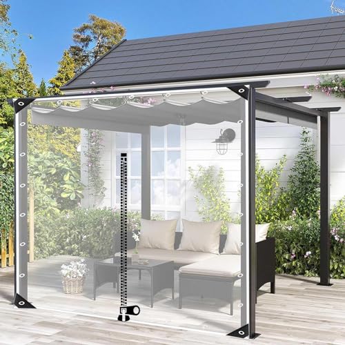 Wasserdichte Durchsichtige Pvc Planenvorhänge,Pergola Gazebo Veranda Carport Garten Transparente Plane Seitenteil,Wetterfeste Abdeckplanen Mit Ösen Und Reissverschlüssen,L×H-3.5*1.8m(11.5*5.9ft) von Suwooy