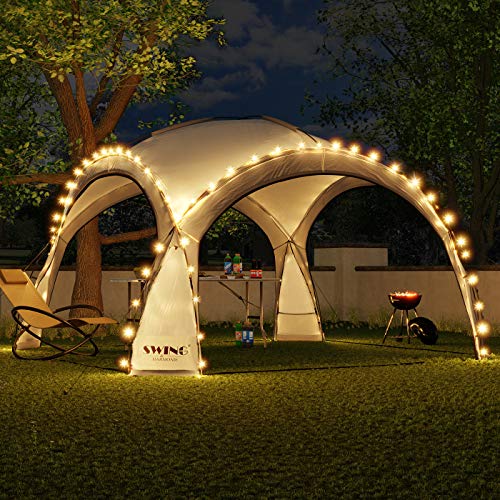 Swing & Harmonie LED Event Pavillon 3,6 x 3,6m DomeShelter Garten Pavillion inkl. Solarmodul Pavilion Designer Gartenzelt Camping Pavilon Partyzelt mit Beleuchtung (Anthrazit) von Swing & Harmonie
