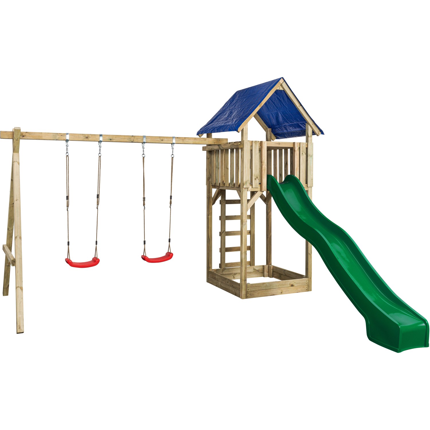 SwingKing Spielgerät Jonas mit Rutsche Grün 421 cm x 350 cm x 297 cm von SwingKing