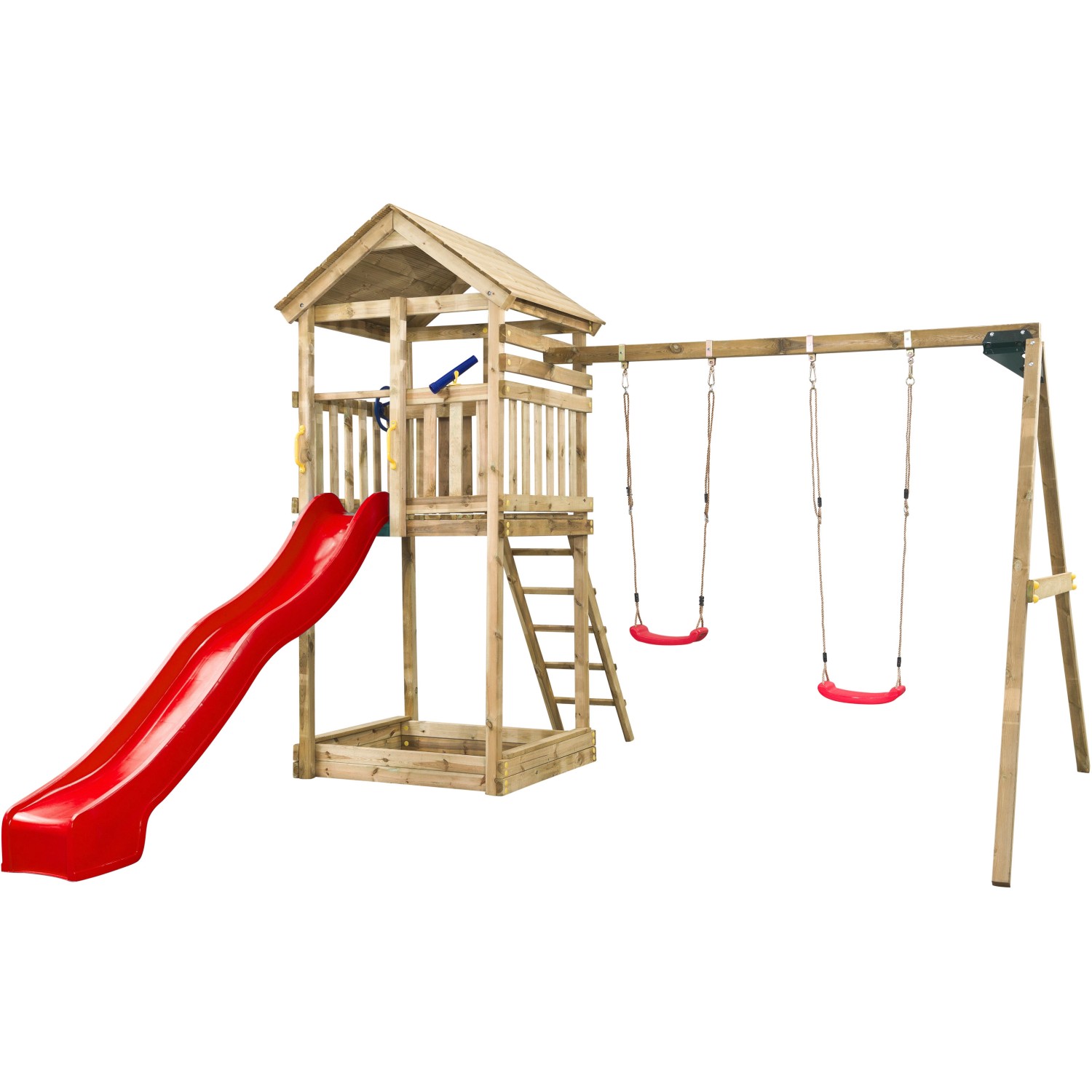 SwingKing Spielturm Daan Rot 400 cm x 320 cm x 420 cm von SwingKing