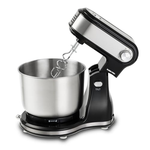 Swiss Pro+ Küchenmaschinen, rührgeräte & mixer - Teigknetmaschine mit Deckel - 300W - Edelstahl - Schwarz - 3,5L von Swiss Pro+