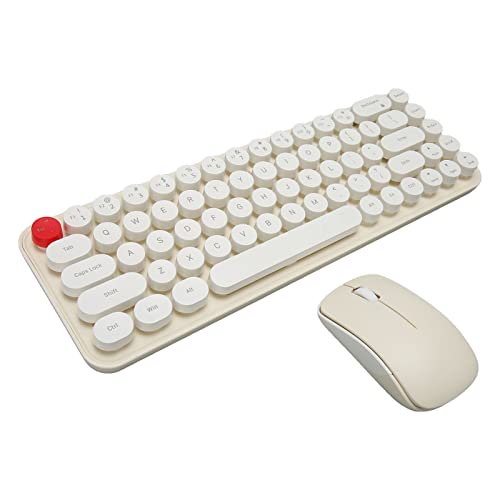 Sxhlseller Kabellose Tastatur- und Maus-Kombinationen, Kabellose 2,4-GHz-Retro-68-Tasten-Schreibmaschinentastatur, 3 DPI Einstellbare Kabellose USB-Tastatur und -Maus für Desktop, PC, von Sxhlseller