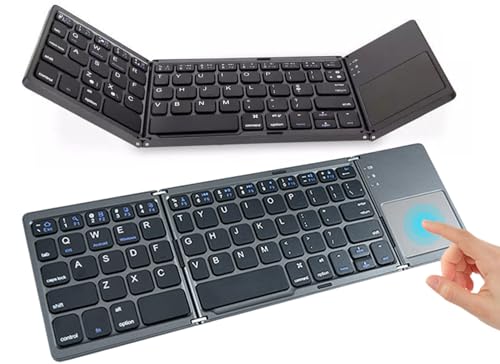 Sxhlseller Faltbare BT3.0-Tastatur mit Touchpad, Tragbare Kabellose Laptop-PC-Klapptastatur, USB-wiederaufladbare, Schlanke, Leichte Tastatur Im Taschenformat für Windows, für IOS, für OS von Sxhlseller