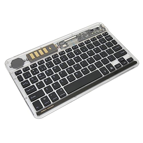 Sxhlseller Kabellose Tastatur mit 10 Zoll Hintergrundbeleuchtungseffekt, Bluetooth 3.0 Tastatur Zum Verbinden von DREI Geräten, Transparente, Tragbare UltraSlim Tastatur für Telefone, (Schwarz) von Sxhlseller