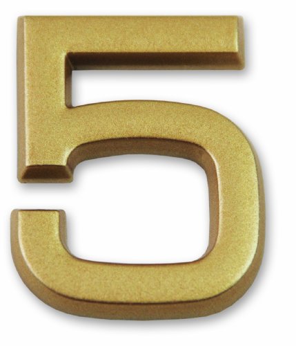 Symbol LD3705 Zahl „5“ - Goldfarbener selbsthaftender Kunststoff - Höhe 37 mm von Symbol