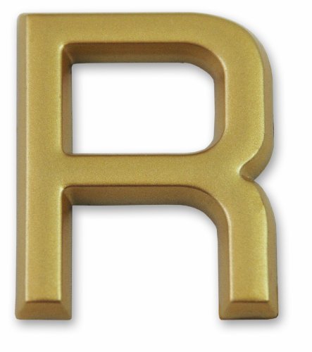 Symbol LD37R Buchstabe „R“ - Goldfarbener selbsthaftender Kunststoff - Höhe 37 mm von Symbol