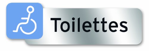 Symbol PSC20 Wandschild/Türschild für barrierefreie Toilette, Polycarbonat, klebend, 160 x 50 mm (in französischer Sprache) von Symbol