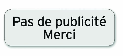Symbol PSC32 selbstklebend, aus Polykarbonat, Aufschrift"mit Pas de Publicité (No Junk Mail Schriftzug in Französisch) 75 x 250 mm von Symbol