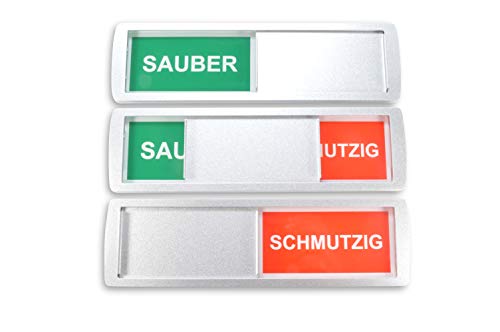 1 GROßES SAUBER/SCHMUTZIG Schiebeschild XL 17,5 x 5cm für die Spülmaschine o.ä. - Mit Schieber & Festhaltemagneten - Vollflächige Qualitätsklebefläche Marke 3M - Schiebeschild - Spülen - Dreckig (1) von SynMe