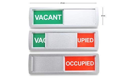 1 Large Vacant Occupied Sliding Sign - Green/Red - 175 mm x 50 mm 3M Sticky Surface on The Rear - 4 Magnets Built into Frame, securing The Sliding Unit - Office Sign - Room Status von SynMe