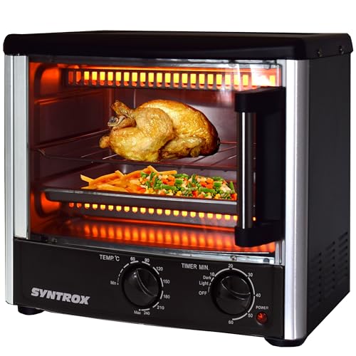 Syntrox Germany 14 l Kleiner Mini Backofen Sossos | Miniofen | Pizzaofen | Pizzabackofen, 1500 Watt, inklusive Zubehör, hitzebeständige Glastür, Küchengerät von Syntrox Germany