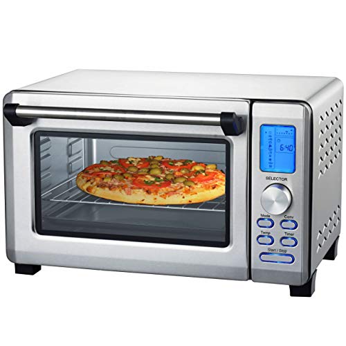 Syntrox Germany 23 Liter Digitaler Edelstahl Mini Stand Backofen mit Umluft und Drehspieß Miniofen Minibackofen Pizzaofen von Syntrox Germany