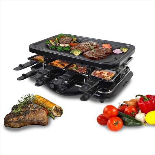 Syntrox Germany Raclette-Grill Lausanne mit 16 Pfännchen, Multifunktional, 1200 Watt, Party-Grill, Antihaftbeschichtung für einfache Reinigung, Stufenloses Thermostat von Syntrox Germany