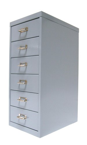 Schubladenschrank silber Metall 6 Schubladen HxBxT 66x28x40cm SZAGATO Schubladen-Container Büroschrank Werkzeugschrank Aufbewahrungsschrank Schubladen-Box von Szagato