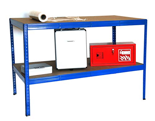 Werkbank/Werktisch 350 kg Professional HxBxT: 100x150x80cm, 2 Böden 350kg/Boden, blau von Szagato