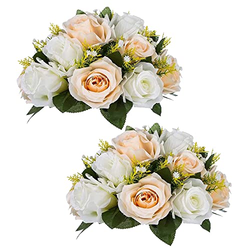 Sziqiqi 2-er Set Rosenbälle, Simulation Rosen, Blumenkugeln mit Sockel, Hochzeit Party Blumenständer Rosen, 2 Stück von Sziqiqi