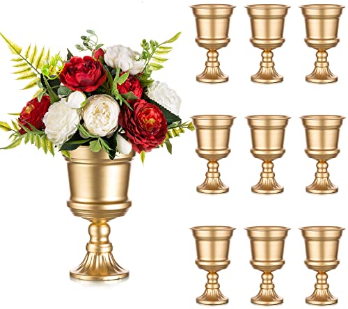 Sziqiqi Gold Urne Vase Blumentopf für Hochzeit Herzstück Tische - 10 Stück Metall Blumenvase für Hochzeit Herzstück Tische, Trompete Vase für Weihnachtsdeko Party Esstisch Geburtstag Verlobung von Sziqiqi