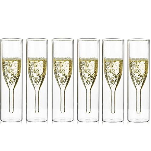 Sziqiqi Massive Doppelwandige Champagnerglas Kristallgläser, Classics Tulip Goblet Stemless Clear Glass Cups, Mundgeblasene Toastgläser für Catering, Hochzeiten, Familientreffen (6) von Sziqiqi