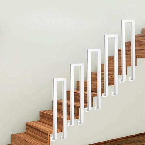 Treppengeländer Innen Weiß, U Förmiger Handlauf Geländer Treppe Seitliche Montage, Handläufe u Form für Treppen, Treppenhandlauf Außen, für Balkone Flure Wohnungen Villen, 90cm von T-ZBDZ