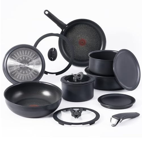 T-fal Ingenio Antihaft-Kochgeschirr-Set, 14-teilig, Induktion, ofenfest, 500 °C, abnehmbarer/abnehmbarer Griff, Küche, Töpfe und Pfannen, Wohnmobil, Camping, Bratpfannen, Kochtöpfe, spülmaschinenfest, von T-fal