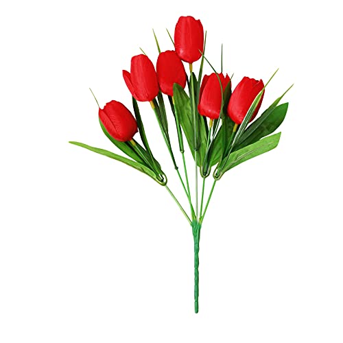 Kunstblumenstrauß aus Kunsttulpen ,Real Touch Latex Künstliche Tulpen Blumensträuße fühlen Sich echt an, für Hochzeiten, zu Hause, den Garten, Partys oder als Dekoration Love (Rot) von T-