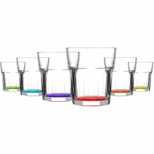 T24 Farbiges Wassergläser-Set CORAL ARAS 305 ml, Gläser Set, Trinkgläser Bunt, Gläser bunt, Geschirrset, Cocktailgläser, Dessertgläser Glas, Gin Glas, Wassergläser von T24
