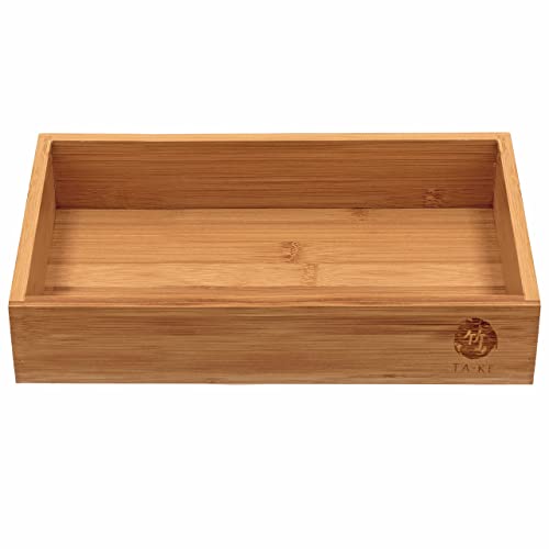 TAKE® 1-teilige Bambus Box [27x15x5.5cm] - 100% Natur Bambus Aufbewahrungsbox Holzkiste für Küche, Büro oder als Bad Organizer, Aufbewahrungsbox Bambus Kiste für mehr Ordnung, Ordnungsbox Holzbox von TA · KE