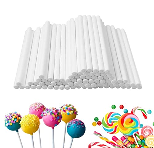 TAIHE 100 Stück Cake Pop Stiele, 10 cm Cakepop Stiel Cake Pop Sticks, Lollipop Sticks, Cake Pop Stiele Weiß für Herstellung Von Kuchenlutschern, Desserts und Pralinen von TAIHE