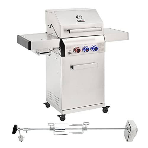 TAINO PLATINUM 2+1 Gasgrill Set mit Drehspieß Edelstahl Grillspieß Sear-Burner Grillwagen Set von TAINO