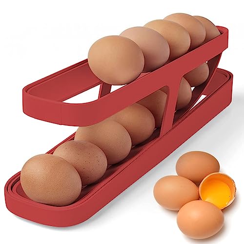 Rollender Eierhalter für den Kühlschrank,Eierhalter Kühlschrank TAIZER Roll Eierspender Kühlschrank Eierbehälter Eggbox Egg Holder EierbehäLter für Kühlschrank Eier Aufbewahrung Kühlschrank 12–14 Eier von TAIZER