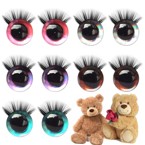 TAIZER 10CPS Sicherheitsaugen,Sicherheitsaugen für Häkeltiere 12MM Wackelaugen Selbstklebend Groß Augen Zum basteln Augen für häkeltiere Klebeaugen Selbstklebend Puppenaugen Glitter Sicherheitsaugen von TAIZER