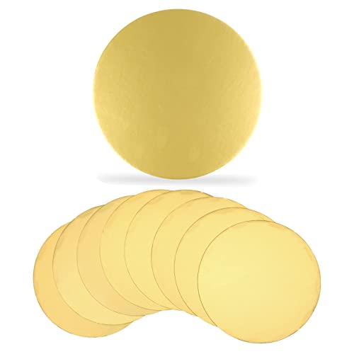 TAKUZA 10 Stk. Tortenplatte Gold, Cake Board, Cakeboard Rund 18 cm, Tortenunterlage, Kuchen Torten-Unterlage Pappe Gold für Kuchen und Torten, Lebensmittelecht von TAKUZA