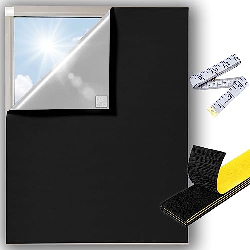 TAKUZA Dachfenster Verdunkelung 1m x 1,45m, Fenster Verdunkelung mit Hochtemperaturbeständiges Klettverschluss, Sonnenschutz 100% Verdunkelung, Rollo ohne Bohren von TAKUZA