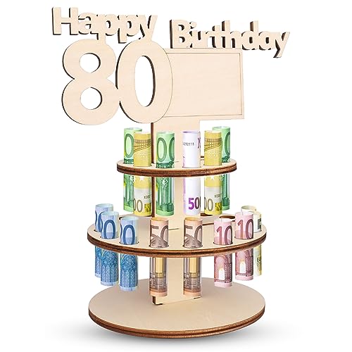 TAKUZA Geldgeschenke Geburtstag 80 Holz, Geschenk zum 80 Geburtstag Mann, Geschenke Zum 80 Geburtstag Frau, Geschenkideen 80 Geburtstag Mann, Geschenkideen 80 Geburtstag HolzSchild Gästebuch Mann Frau von TAKUZA