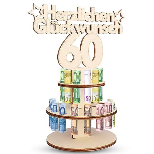 TAKUZA Geldgeschenke Geburtstag 60 Holz, Geldgeschenke+Geburtstag+60, Geschenkideen 60, Geldgeschenk 60 Geburtstag Mann, 60 Geburtstag Frau Geldgeschenk, Geschenkideen 60 Holzschild Gästebuch von TAKUZA