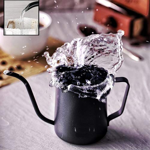 TAMUME 350ml Schwarz Tropfwasserkocher mit 4MM Tülle Drip Kettle Antihaft Beschichtung für Drip Kaffee und Edelstahl-Körper Kaffeefilterhersteller - Schwarz von TAMUME