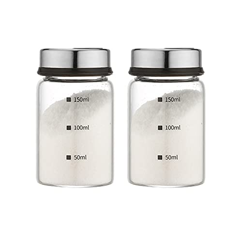 TAMUME Glas Gewürz-, Salz- und Pfefferstreuer mit Maßen, Verstellbar mit Unterschiedlich Großen Löchern zum Würzen, Packung mit 2 (150ml *2) von TAMUME