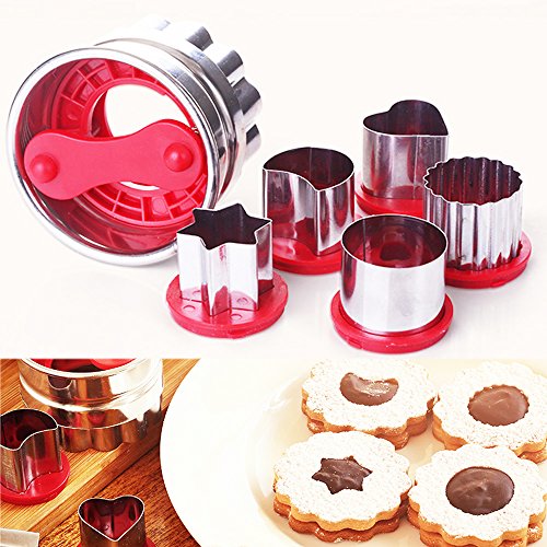 TAMUME Rot Keks Ausrüstung mit Einem Major Keks Schimmel und 5 Mini Assorted Biscuit Cutters (Assorted Red) von TAMUME