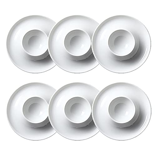 TAMUME Weißes Porzellan Eierbecher Set mit 6 Eierhaltern, Elegantes 6-Teiliges Keramik Frühstückset, Rund von TAMUME
