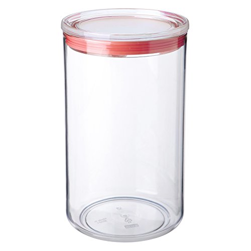 Tatay Küchendose, 2 l Fassungsvermögen, luftdicht, BPA-frei, spülmaschinenfest, Transparent – ​​Rot. Masse 12,5 x 12,5 x 22 cm von TATAY