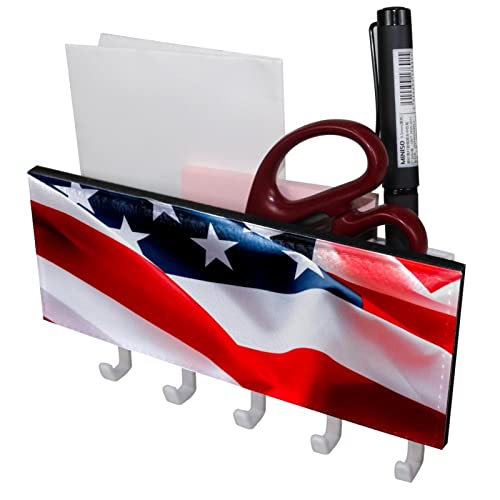 TBOUOBT Schlüsselhalter für Wanddekoration, Mail-Organizer und Schlüsselbrett für Flur, Küche, Bauernhaus-Dekoration,Flagge USA Flagge von TBOUOBT