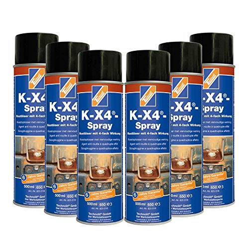 TECHNOLIT Rostlöser-Spray K-X-4 500 ml, Rostentferner, Entroster, Konservierung, Schmiermittel, Feuchtigkeitsverdrängend, Menge:6 von TECHNOLIT